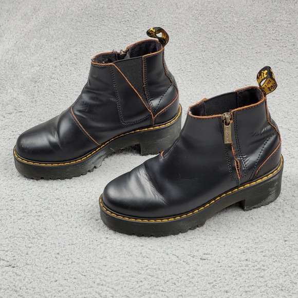Dr Martens Rometty II Black Leather Chelsea Platform Ankle Boots Womens US 6 - Picture 1 of 9